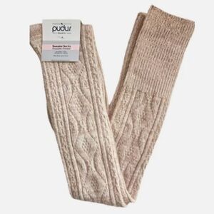 NWT: Pudus Lifestyle Co Beige Sweater Socks knee high socks (sz 6-10)
